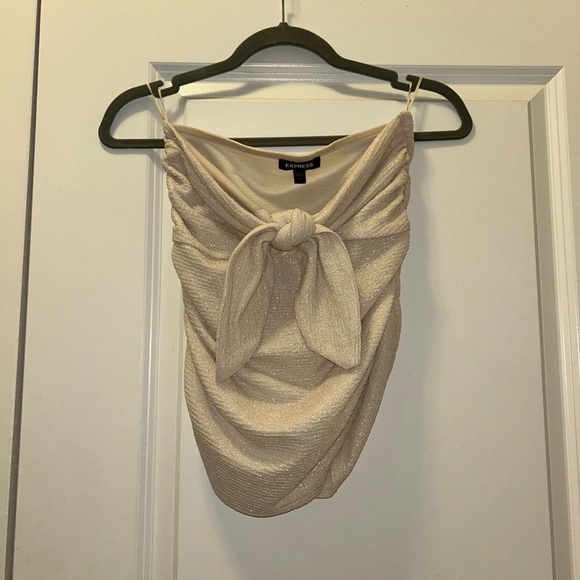 Express Metallic Tie Front Tube Top- Size Small - Picture 2 of 3